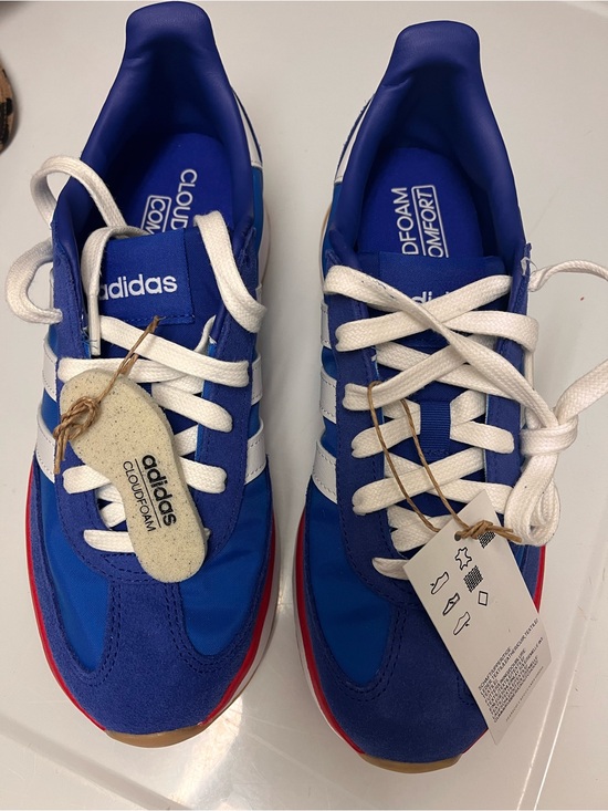 adidas Shoes - adidas Royal Blue & White Cloudfoam Comfort Sneakers with Red Sole Accent